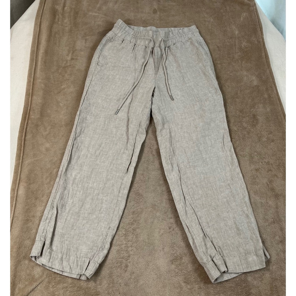 Quince Wide Leg Pants Women's Medium Beige Drawstring 100% European Linen EUC